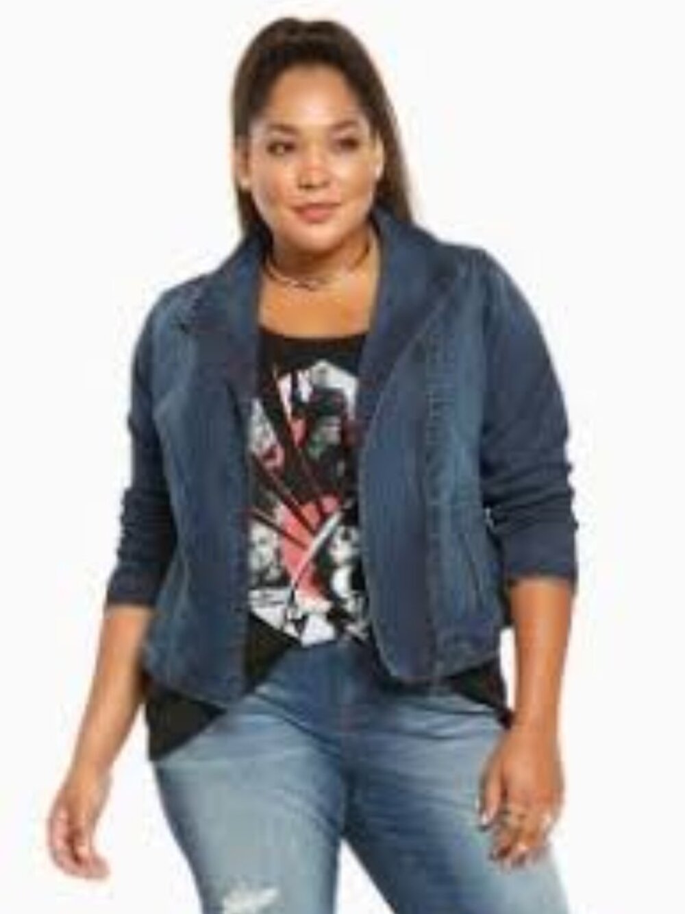 NWT Torrid Denim Moto Jacket Dark Wash Zip Plus Size 2 18/20